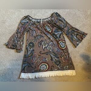 Paisley Print Women's Tunic with Fringe